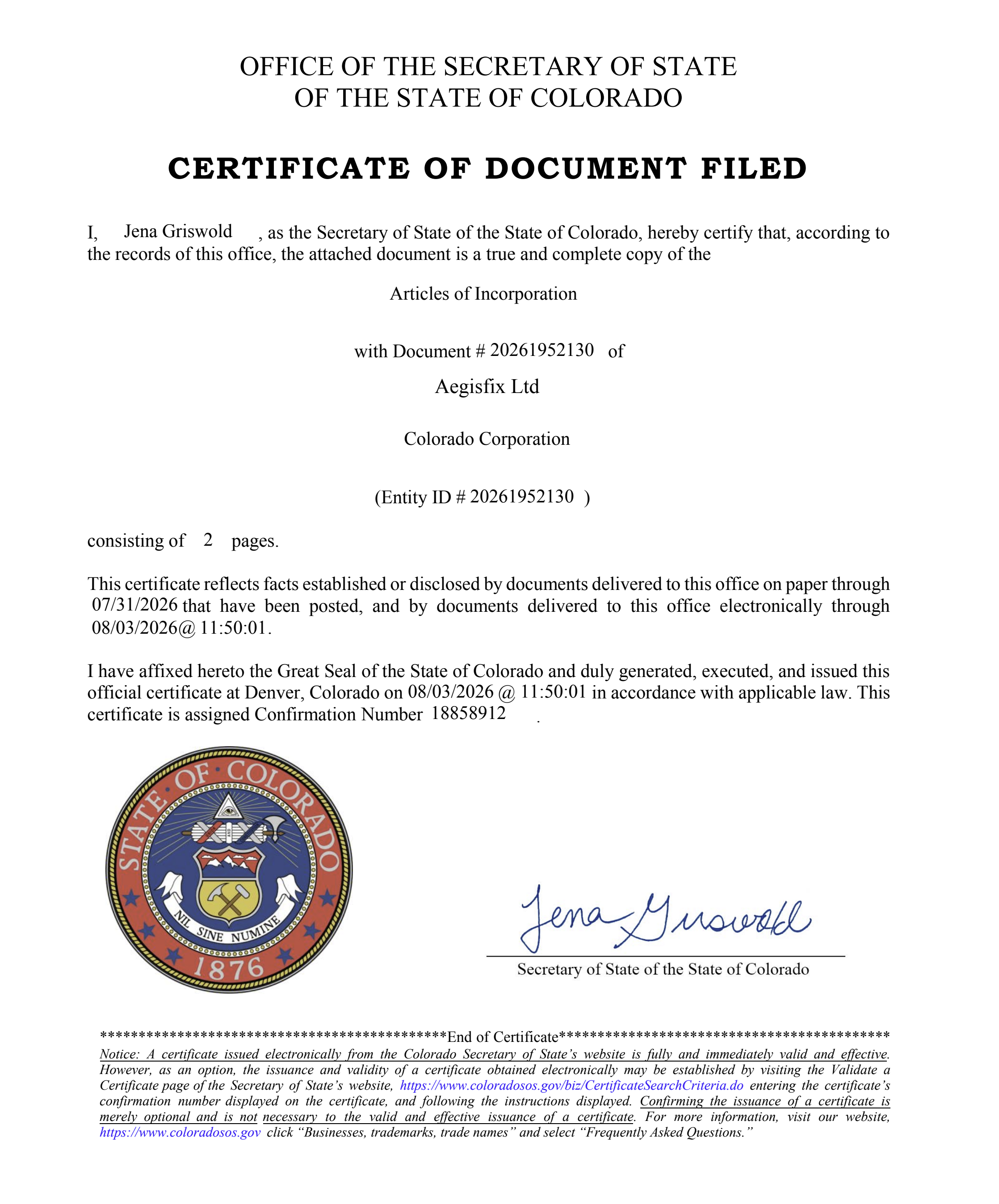 Corporate credential 1